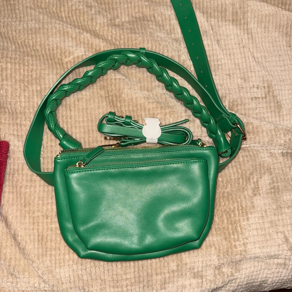 Anthro Faux leather green Women's Bag with three ways to wear. Straps included